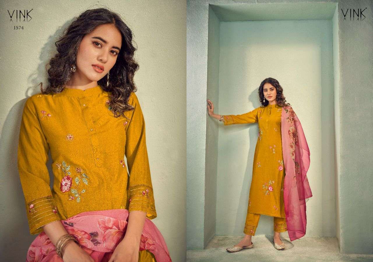 Vink-glamour-fabric-silk-embroidery-work-kurti-silk-handwork-pant-organza Foil- Digital-print-dupatta-1574